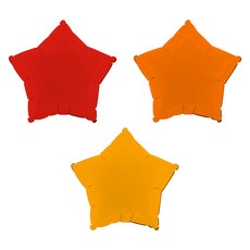 GRABO BALLOONS 星星鋁箔氣球3件組, 霧面紅, 霧面橘, 霧面芥末黃, 1套