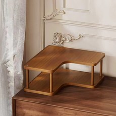 순잠 공간을 넓게 쓰는 코너 전용 멀티 수납 선반, 브라운, 2단