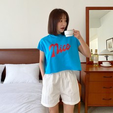 린다샵 여성용 통기성 드리엘 라운드넥 빈티지 커팅 세미 크롭 민소매 티셔츠 cpt14886k43