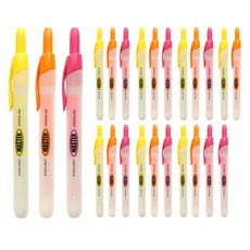 Pinkfoot Master按壓式螢光筆 3色 各8支組, 黃色+粉色+橘色, 1組