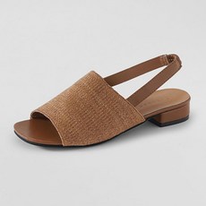 ChakanShoes 女款藤編後鬆緊低跟涼鞋 SBACS2f148, 240mm, 米色