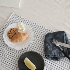 포홈 핸드메이드 격자 키친클로스 매트, 블랙앤화이트, 40 x 50 cm, 2개