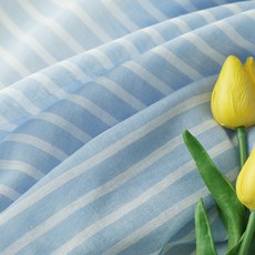 Cheonpam 40支紗色織棉Muu條紋布料, 天藍色(1329), 1個