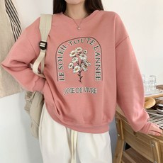 시크블랙 레네누 데일리 기모 데이지 꽃 보온 맨투맨 cpt15913k49