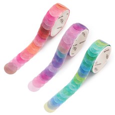 indi.k 水彩渲染棉花糖紙膠帶, 粉紅色, 紫色, 藍色, 3件