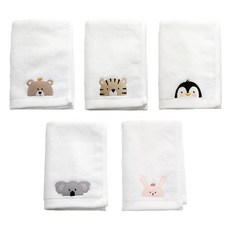 SEMOMS 動物刺繡毛巾 5件組, 奶油白, 1組