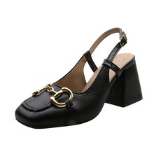 엘쏘 스퀘어토 버클 슬링백 펌프스 하이힐 7cm