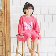 Secret Jouju 女童蝴蝶羊羔毛九分長版T恤洋裝