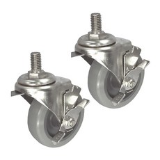 MASTER. S 不銹鋼腳輪 輕量型 DS 22 系列 DS 2240 MRP-BT BK 10.1cm 不銹鋼 灰色橡膠 (灰色) 螺栓-B/K, 2個