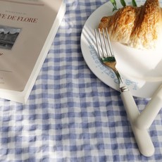 Cheonpam 30支皺褶棉 Thursday 皺褶格紋布料 1345, 藍色