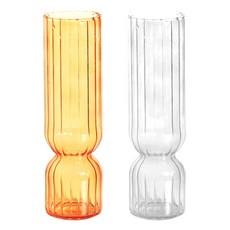 造型花瓶 2入, 橙色，透明