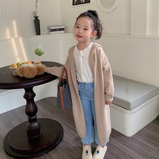 BabyMax 兒童長版連帽針織開襟衫