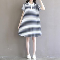 條紋時尚孕婦連身裙