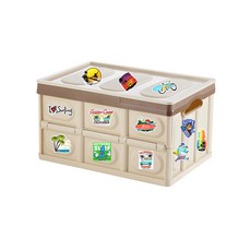 Travel Cube The Beach 防水裝飾貼紙 50入 + 可折疊露營收納箱 中型 30L, 棕色(收納箱), 1套