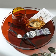 壓克力圓形多功能托盤, 棕色的