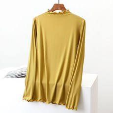 半高領捲邊修身上衣