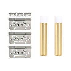 簡易鎳質鉸鏈 3入 x 2個 + 金色門擋 2入組, 1套