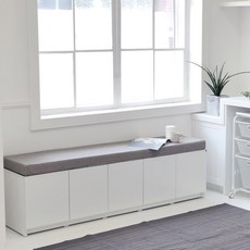 필웰 테미스 수납 벤치 소파 1800 방문설치, 화이트 + 그레이