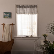 Daysoy復古格紋短窗簾, NO 01 白灰色