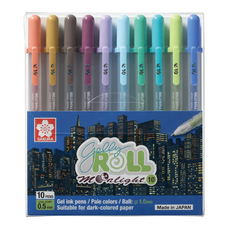 GELLY ROLL 櫻花 Moonlight Earthcolor 鋼珠筆 10支組 10 0.5mm, 淡棕色, 赭黃色, 凡戴克棕, 酒紅色, 薰衣草紫, 天空藍, 葉綠色, 藍綠色, 鮮綠色, 群青色, 1套