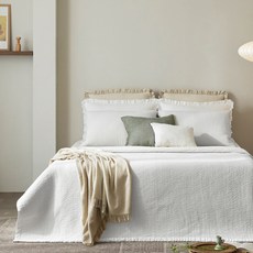 보몽드 고온에 삶은 사계절 피그먼트 60수 아사 순면 줄누비 스프레드 이불 겸 패드, 아이보리