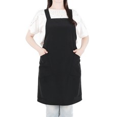 Clean Uniform 魔鬼氈鈕扣型服務圍裙 黑色 中款, 1件