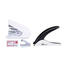 deLi 訂書機 Mini+便攜除針器+訂書針+手持除針器, 白色（訂書機），隨機發貨（手持式針機）, 1套