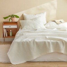 AIRE Atelier 60支亞麻顏料水洗絎縫被兼床墊, Clova White