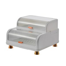 Mabsoshop 透明蓋時尚家居碗盤瀝水架 RK1535 雙層, 白色