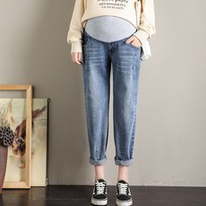 Market A孕婦水洗捲邊牛仔褲