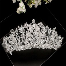 手工水晶水鑽宴會頭飾婚禮皇冠, 銀色, 1個