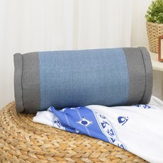 Magic Bed 乳膠碎片素色水洗圓形舒眠枕, 時尚藍色, 1個