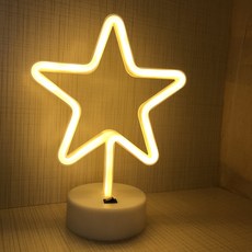 LED五角星底座夜燈+USB端口, 暖白（淺），隨機發貨（USB口）