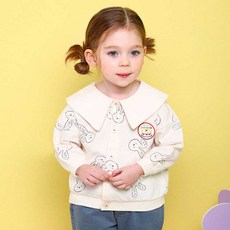 mollimelli 孩童兔子圖案翻領長袖開襟衫