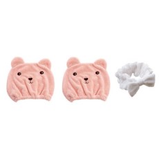 柔軟髮巾 SG25 2條+洗臉帶, 粉色的, 1套