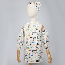 BEBE CHOUETTE 兒童防水無袖圍裙頭巾袖套組