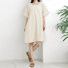 Borimam 捲袖A字孕婦裝迷你連身裙 La913