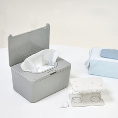 주앤지 다용도 원터치 티슈업 물티슈 케이스 + 고정용 양면테이프 세트, 그레이, 1세트