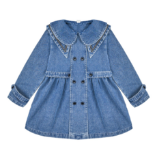 Orange Damul女童款尖領半月領子牛仔鈕扣夾克