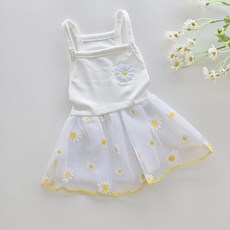 狗狗 By Gwem 閃亮雛菊網紗連身裙, 1個, 白色