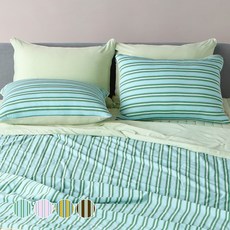 tacca tacca 涼感夏季薄被, 海灘條紋 綠天