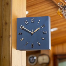 Seoun Art 木質靜音原木雙面時鐘, 藍色