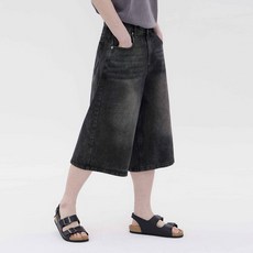 CLONIA 復古水洗七分百慕達牛仔褲 CU7M