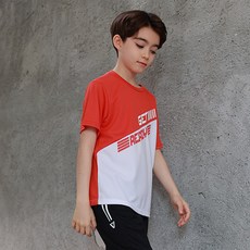 KISPO 孩童字母印花拼色短袖T恤