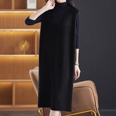 ATTERLIC 寬鬆長版針織無袖連身裙 10950, 黑色