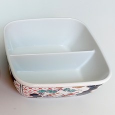 HAKOYA 方形雙格分隔陶瓷碗 570ml, 六角松樹, 1個