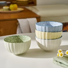 Modern House L 花卉圖案飯碗4件組, 混合顏色, 1套
