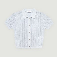 행텐 여성용 부클 카라 크롭 반소매 가디건 10470-140-422-33