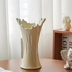 소유공간 어반 오브제 쉐입 세라믹 화병, 크림(S265-0016C)