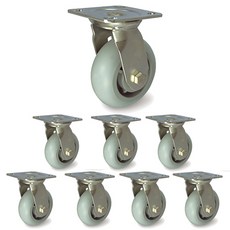 MASTER. S 不鏽鋼腳輪 101mm 重型不鏽鋼 靜音襯套 白色 平板型 旋轉 S DS 3340 ELP-S, 8個